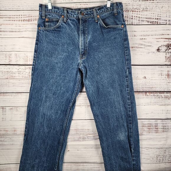 1980'S Levi's 20505-0217 Orange Tab Tapered Denim Pants, Made in USA, Men's Size W30 (approx.), Vintage cotton blue type Vintage Second Hand